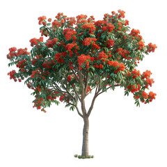 Mountain Ash tree on isolated background