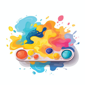 A paint palette with colorful blobs 