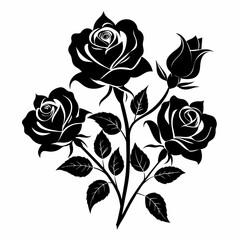 Silhouette  vector  of  black  Roses  flower