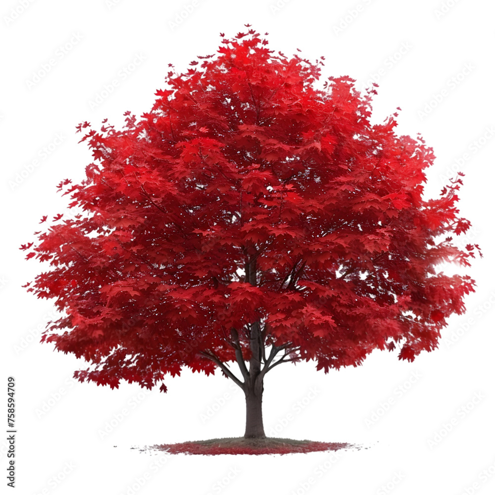 Wall mural red maple tree on isolated background