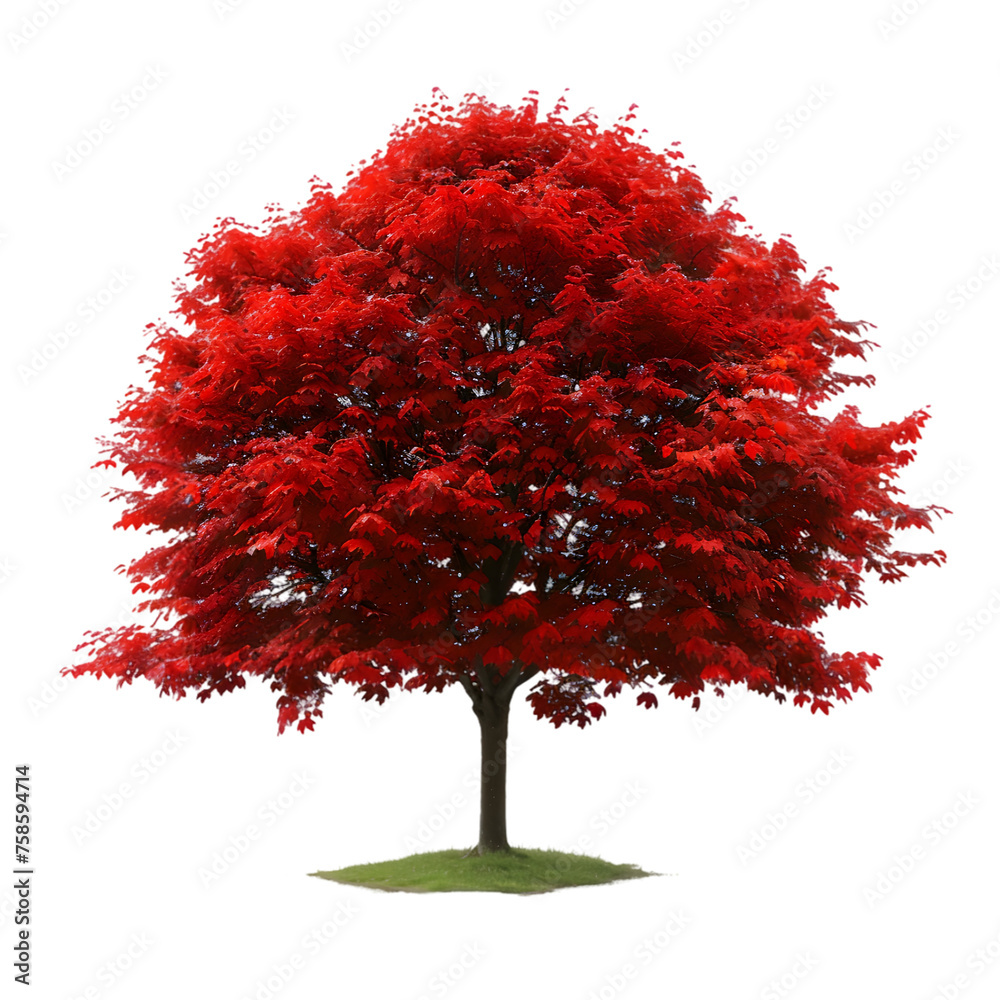 Wall mural red maple tree on isolated background