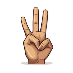 A peace sign with two fingers raised. flat vector 