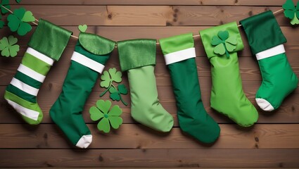 St. Patrick's Socks Decor, Whimsical and Playful Illustration, Festive Apparel Concept, Perfect for Seasonal Product Display or Party Decor Advertisement Design - obrazy, fototapety, plakaty