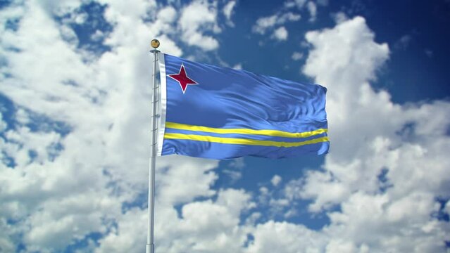 Aruba Flag Realistic Waving 4k