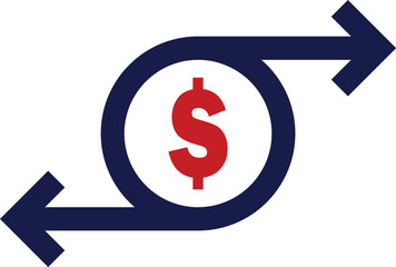 Art & Illustration, money transfer Icon. Chargeback contour sign. quick fund cash back symbol. Currency exchange refinance. Return on investment. Refund stock market business. Vector line illustratior