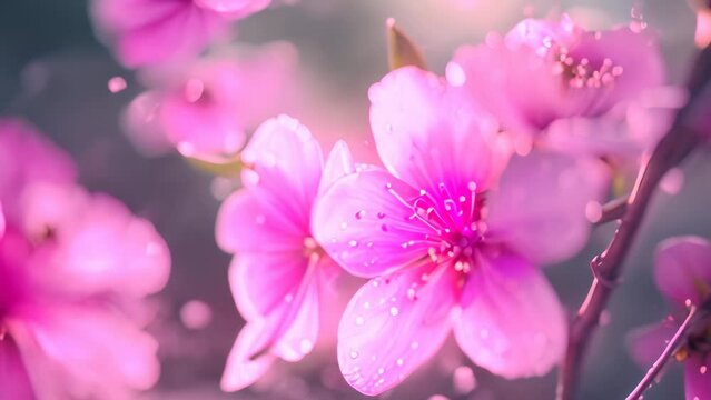 close up of pink flower. 4k video animation