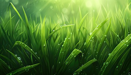 Vibrant green grass illustration with textured blades and transparent highlights, creating a natural landscape. 🌿🌱