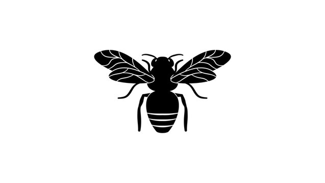 bee symbol, black isolated silhouette