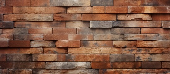 A closeup of a brown brick wall with numerous rectangular bricks stacked on top of each other, showcasing the durability of this composite building material