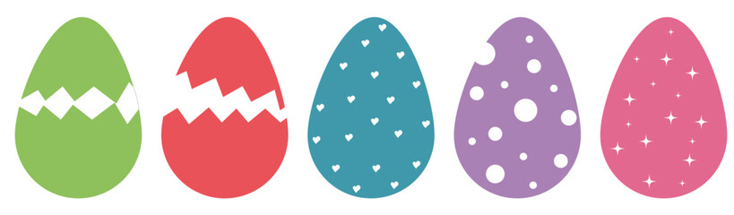 Set of easter eggs flat design on white background. Happy easter decorative elements. easter eggs vector.