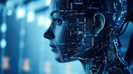 Woman's face is shown in computer generated image