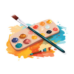 A set of artists paints arranged on a palette