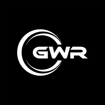 GWR letter logo design with black background in illustrator, cube logo, vector logo, modern alphabet font overlap style. calligraphy designs for logo, Poster, Invitation, etc.