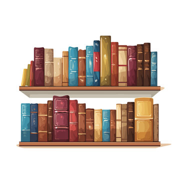 A stack of books on a shelf. flat vector illustrati