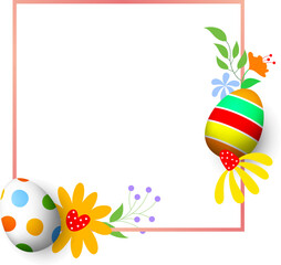 Easter border design with decorated Easter eggs. Happy Easter concept. Illustration