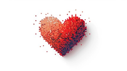 Pixel heart. Style, date, Valentine's Day, blood, organ, love, knock, heart attack, rhythm, muscle, motor, pulse, life, person. Generated by AI