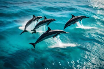 playful dolphins frolicking in the surf