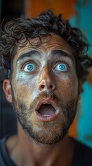 Man With Blue Eyes Making Surprised Face