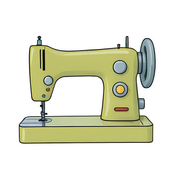 Sewing Machine Hand Drawn Cartoon Style Illustration
