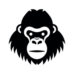 black vector gorilla icon on white background