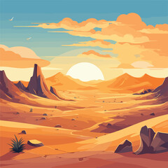 A vast desert landscape with towering sand dunes an