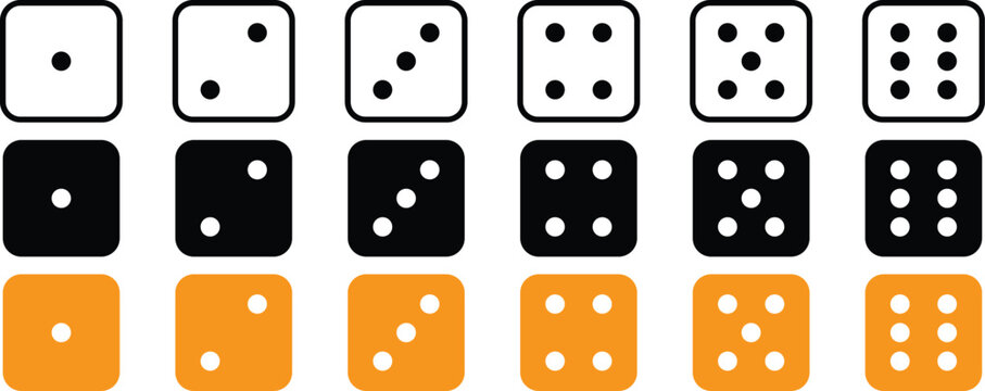 Dice sides or dice faces icon, symbol in lined and colored style. Vector Illustration