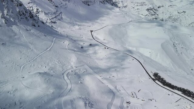 Flight over sports track in Valle Nevado Chile