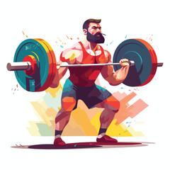 A weightlifter lifting a heavy barbell with a deter