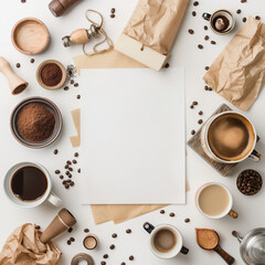 A collage combining coffee cups, roasted beans, and photos captures the essence of coffee culture