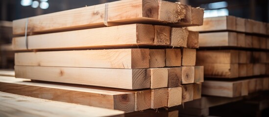 Lumber stack for construction and interior design.