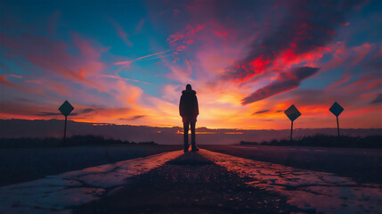 人生の分かれ道に立つ1人の男性