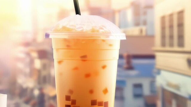 A visually striking image captures the essence of Taiwanese Bubble Tea. The vibrant colors of the sweet, creamy tea are enhanced by the addition of tapioca pearls, which sit at the bottom