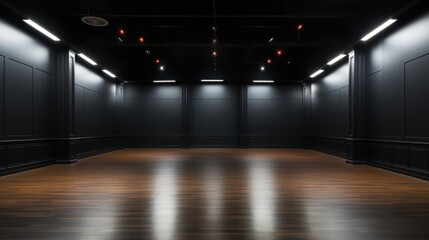 3d rendering of empty room with lights and spotlights on the wall