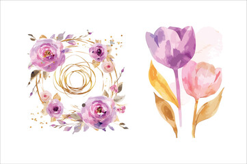 Watercolor brush floral, watercolor flower brush strokes, flower paint brush, flower paint design