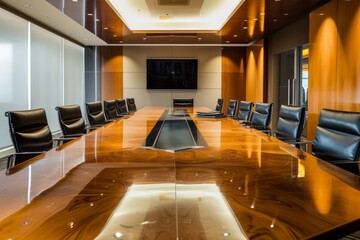 Corporate Business Photography of a Meticulously Designed Executive Boardroom, Generative AI