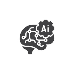 AI learning brain vector icon