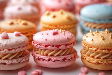 Obraz na płótnie Canvas Realistic photograph of a different Pastel colours macaroons cookies 