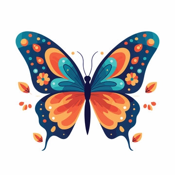 An illustration of a happy butterfly flat vector 