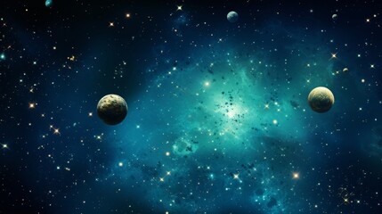 Spectacular cosmic panorama with diverse planets, stars, and cosmic elements in space