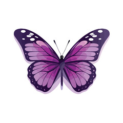 Beautiful purple butterfly flying isolated icon flat