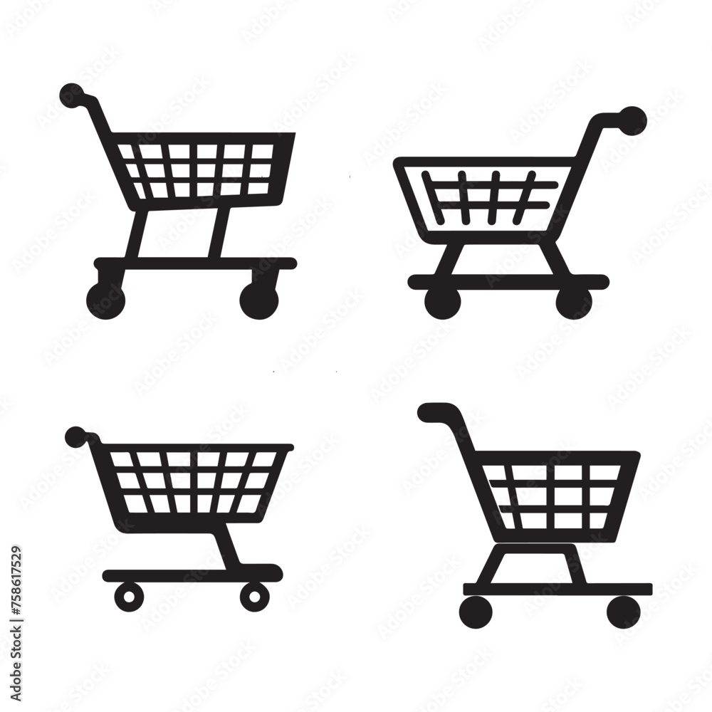 Wall mural shopping cart icon isolated on white background. shopping trolley vector illustration