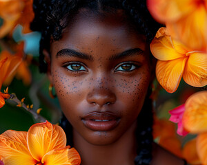 Fototapeta premium Young pretty black woman posing for a portrait