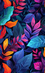 Fototapeta na wymiar Background, wallpaper or abstract plants on canvas for wall frame, backdrop or print. Colourful, creative art or beautiful texture painting for interior artwork, copyspace and creativity inspiration