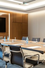 Corporate Business photography of a Stylish Conference Room with State-of-the-Art Audiovisual Equipment, Generative AI