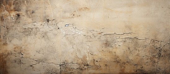 A closeup of a filthy wall covered in various stains, resembling a piece of abstract art with shades of brown, beige, and soil