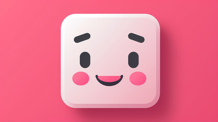 White Square with a Pink Smiley Face on a Pink Background
