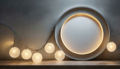 frame on the ceiling, a round light fixture with a circular light fixture in the middle of it, a 3D render by Huang Ding, featured on dribble, light and space, rim light, volumetric lighting, studio l
