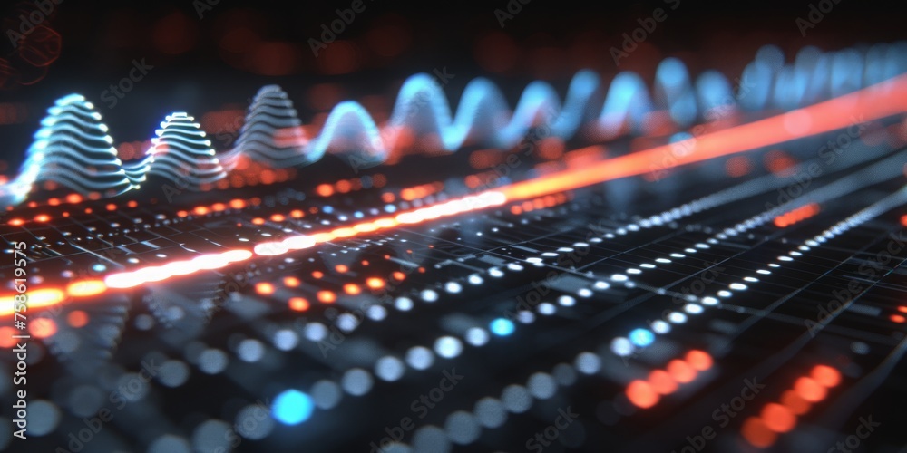 Aufkleber audiovisual rhythms: a digital representation of sound waves dancing in sync with the beat of music,