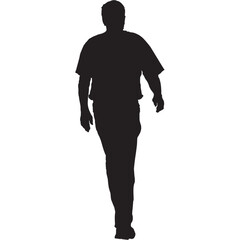 A silhouette of a man walking