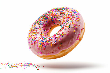 Fresh sprinkle donut on white background 